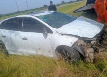 Un auto volcó en la Autopista de las Serranías Puntanas