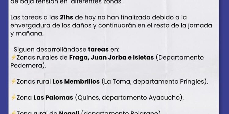 Reporte EDESAL destrozos por el temporal