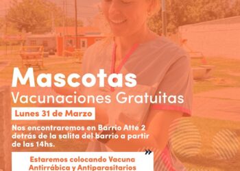 Vacunaciones gratuitas para mascotas este lunes