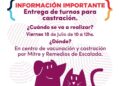Turnos para castración de animales