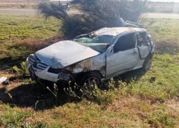 Un joven sufrió una fractura tras el vuelco de un automóvil en la Autopista de las Serranías Puntanas