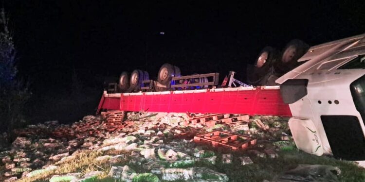 Un hombre falleció tras el vuelco de un camión en la rotonda de la ruta nacional 8 y Circunvalación