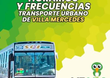 Transporte Urbano: horarios vigentes lunes a viernes.