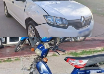 Una mujer resultó herida tras un choque entre un auto y una moto