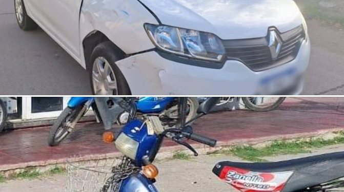 Una mujer resultó herida tras un choque entre un auto y una moto