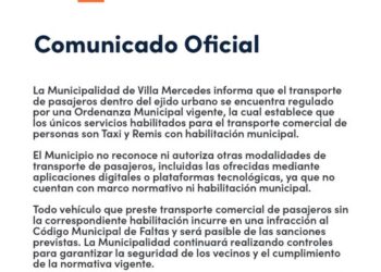 Ante la llegada de Uber a Villa Mercedes, el municipio emitió un comunicado