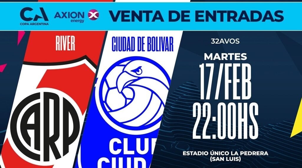 Venta de Entradas para River vs Ciudad de Bolívar por Copa Argentina en La Pedrera