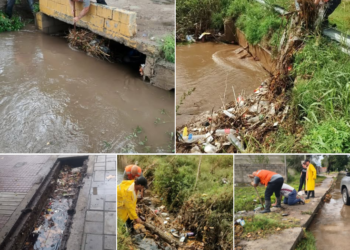 Continúan limpiando los desagues pluviales ante la basura acumulada