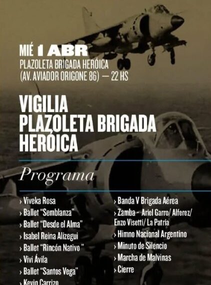 Un flyer que generó polémica. Desde un área municipal, ilustraron con aviones que usó la Fuerza Área Inglesa, la convocatoria a la Vigilia por Malvinas