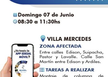 Corte programado del servicio eléctrico este domingo en zonas de Villa Mercedes