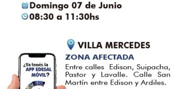 Corte programado del servicio eléctrico este domingo en zonas de Villa Mercedes