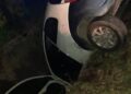 Un automovilista cayó a un canal de riego y fue trasladado preventivamente al Policlínico Regional