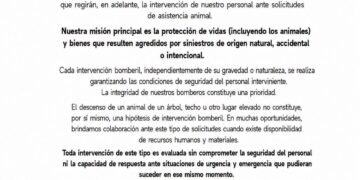 Comunicado del Cuartel de Bomberos El Fortín
