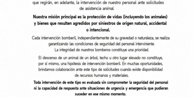 Comunicado del Cuartel de Bomberos El Fortín